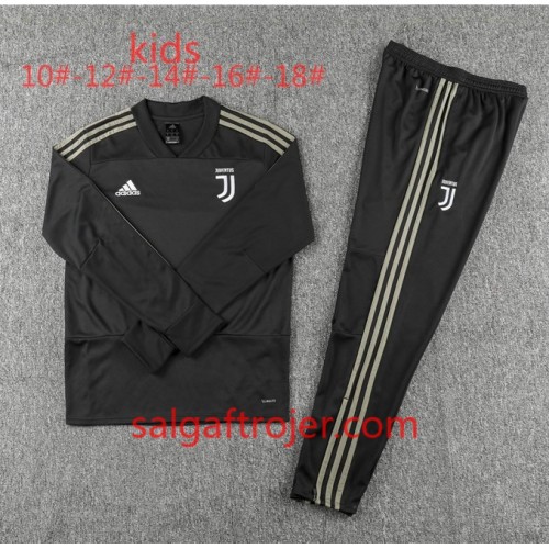 Juventus Børn Sweatshirt Dragt Sort 2018-2019 Juventus Børn Sweatshirt Dragt Sort 2018-2019